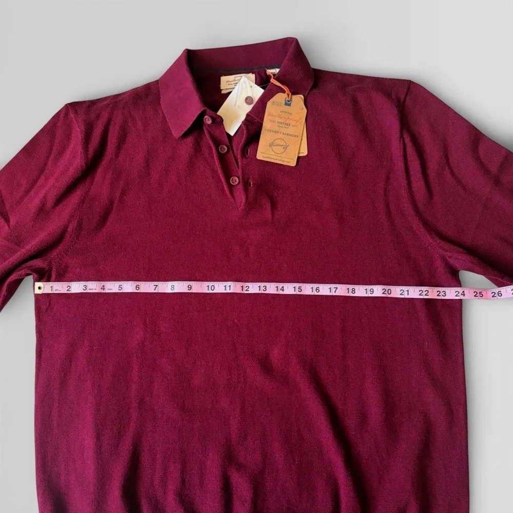 Weatherproof Vintage Maroon Burgundy Polo Knit Sweater Cotton Cashmere XL New